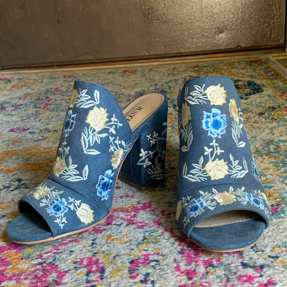 Just Fab Embroidered Block Heel